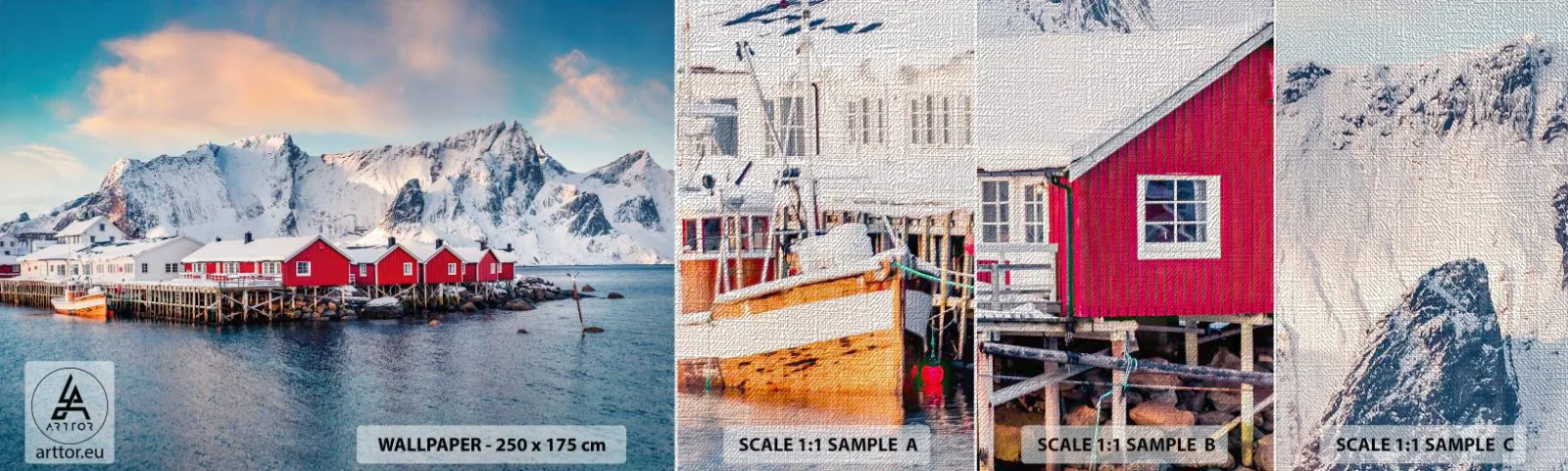 Fotótapéta Minta Premium Canvas - Északi zug - Tájkép, Norvégia, Lofoten - 100x30 cm