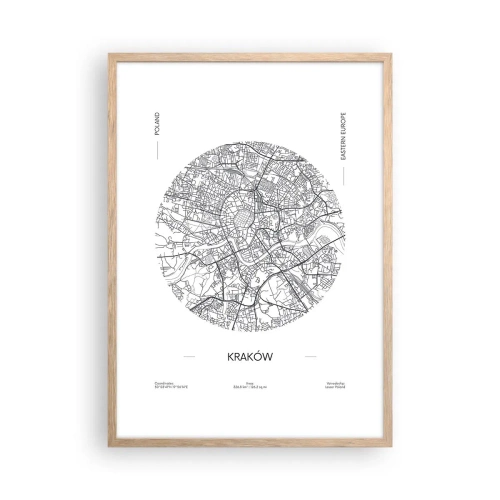 Poszter világos tölgy keretben - Krakkó anatómiája - 50x70 cm