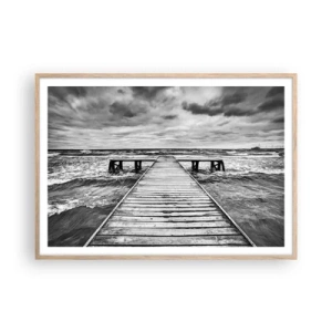 Poszter világos tölgy keretben - Várom, hogy elűzze a szél... - 100x70 cm