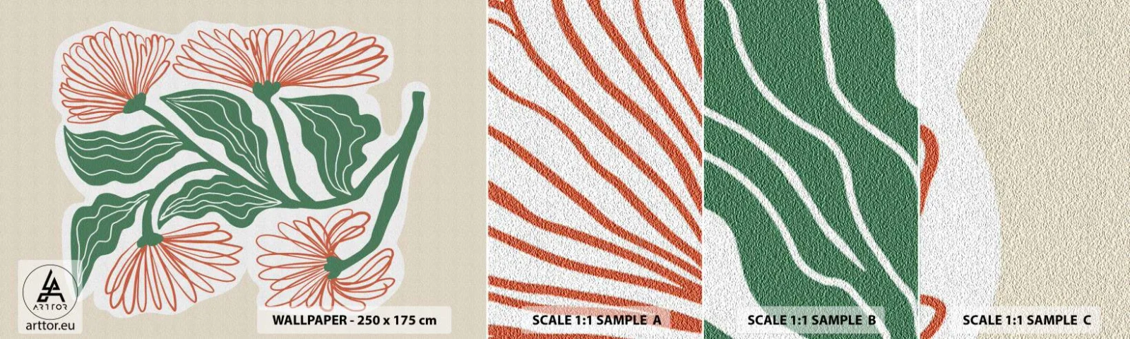 Fotótapéta Minta Standard Eco - Népi és modern - Boho, Virágok, Minimalizmus - 100x30 cm