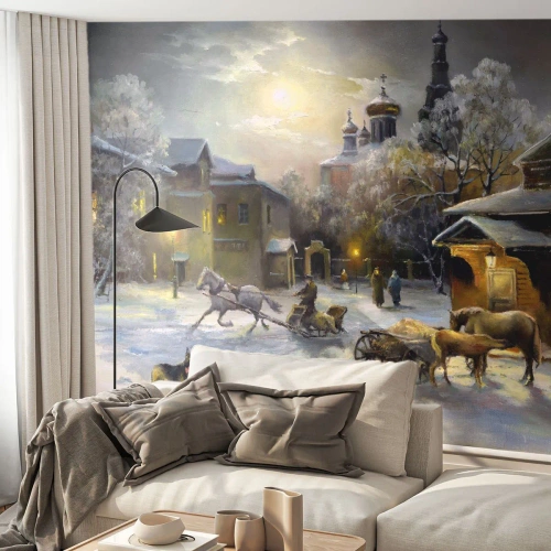Fotótapéta Standard Eco - Az orosz tél varázsa - Tájkép, Falu, Tél a vidéken - 250x175 cm