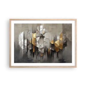 Poszter világos tölgy keretben - Kompozíció jégből és fényből - 70x50 cm