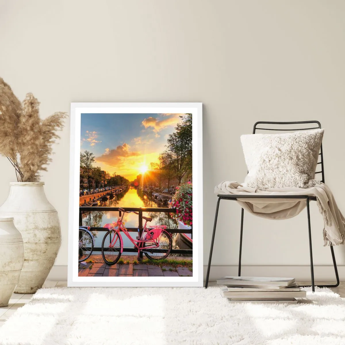 Poszter fekete keretben - Tavaszi reggel Amszterdamban - 30x40 cm