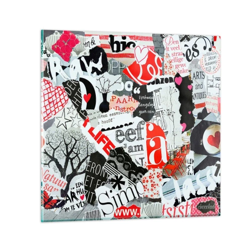 Üveg kép - Hipszter kollázs - 30x30 cm