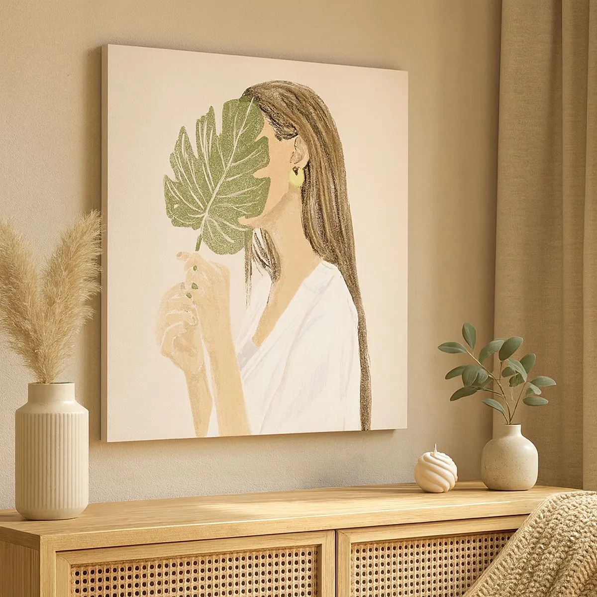 Vászonkép - Titokzatos portré legyezővel - 30x30 cm