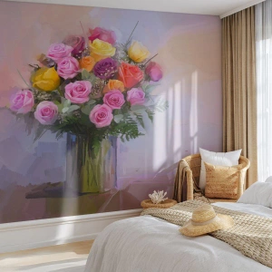 Fotótapéta Premium Canvas - Megtartott szépség - Váza virágokkal, Csokor virág, Darab - 350x256 cm