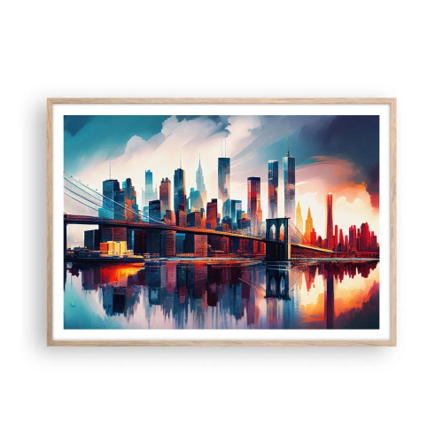 Poszter világos tölgy keretben - Fenomenális New York - 100x70 cm