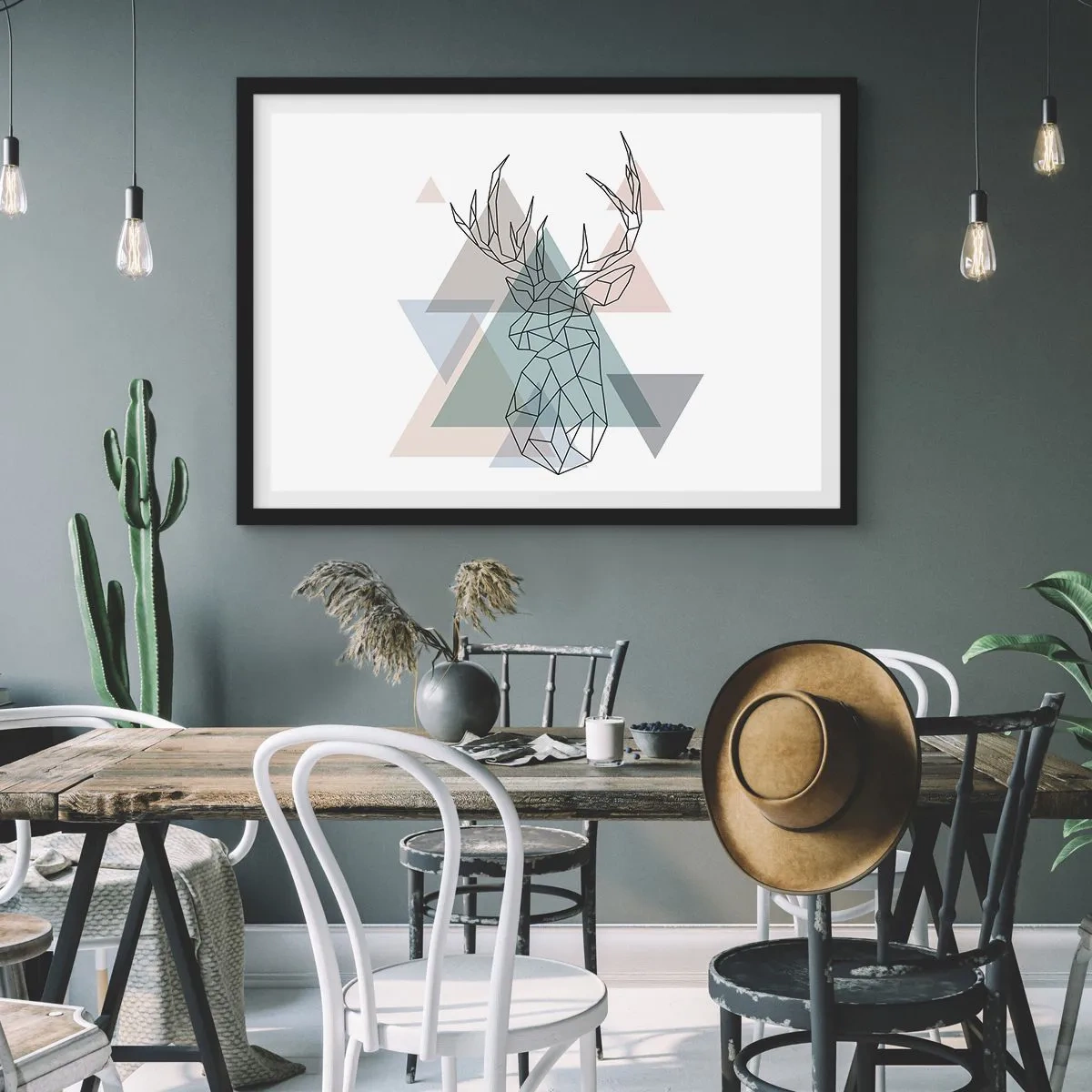Poszter fehér keretben - Egy geometrikus erdőben - 50x40 cm