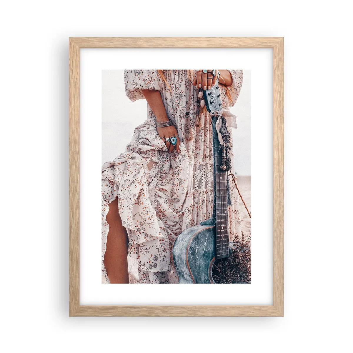 Poszter világos tölgy keretben - Hippik az úton - 30x40 cm