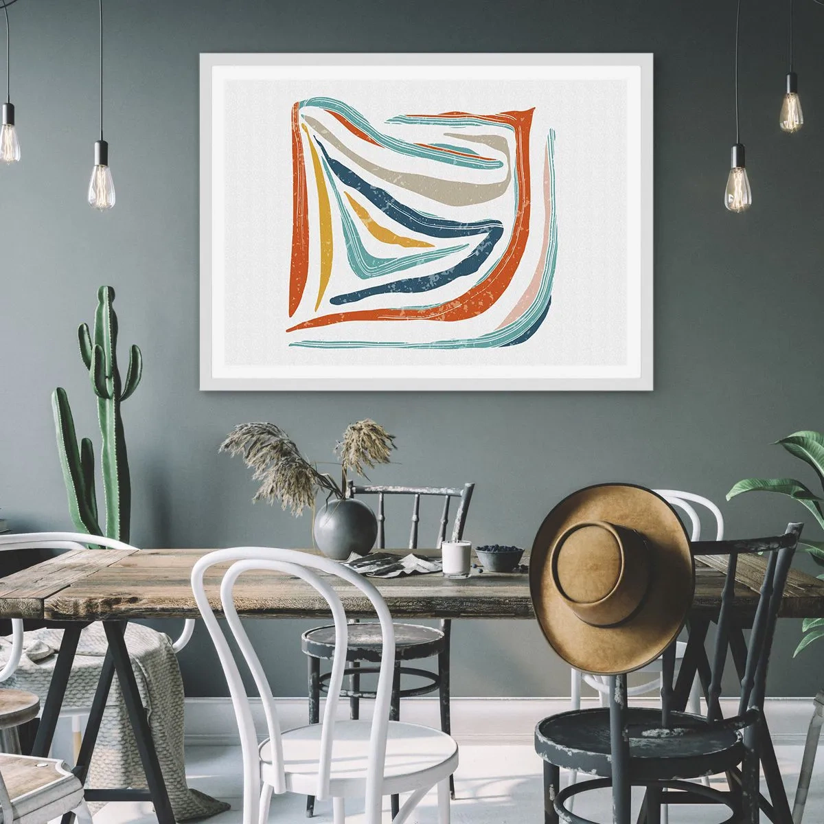 Poszter fekete keretben - Barátságosan mosolygó absztrakció - 100x70 cm