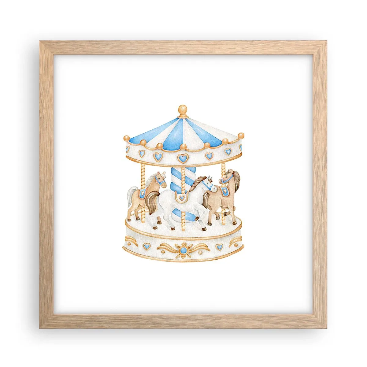 Poszter világos tölgy keretben - Édes gyermekkor - 30x30 cm