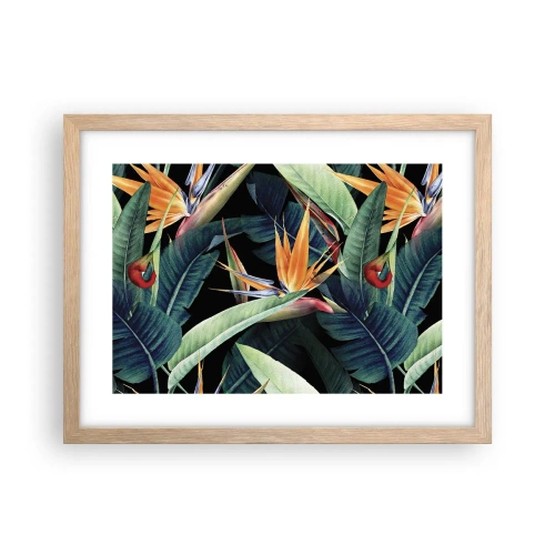 Poszter világos tölgy keretben - A trópusok lángoló virágai - 40x30 cm
