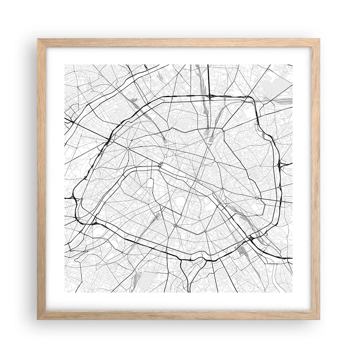 Poszter világos tölgy keretben - Párizs virága - 50x50 cm