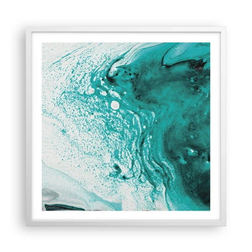 Poszter fekete keretben - Elolvadni fehérben és türkizben  - 60x60 cm