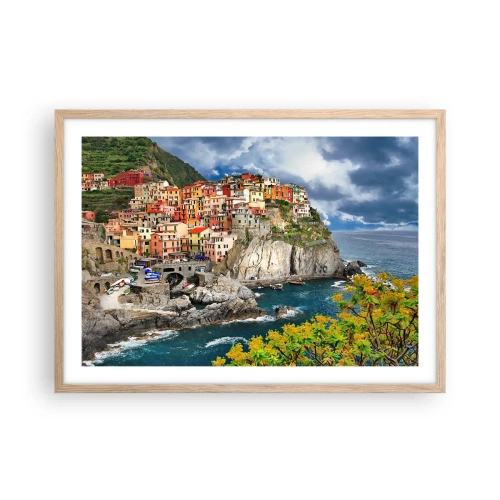 Poszter világos tölgy keretben - Egy csoport a sziklákra simulva - 70x50 cm