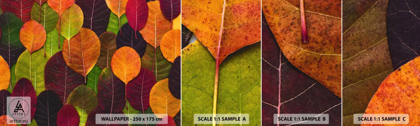 Fotótapéta Minta Öntapadós Deluxe Sticker - Őszi mozaik - Grafika, Színes levelek, Darab - 100x30 cm