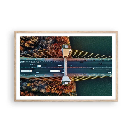 Poszter világos tölgy keretben - TÚL a vizeken, túl az erdőkön - 91x61 cm