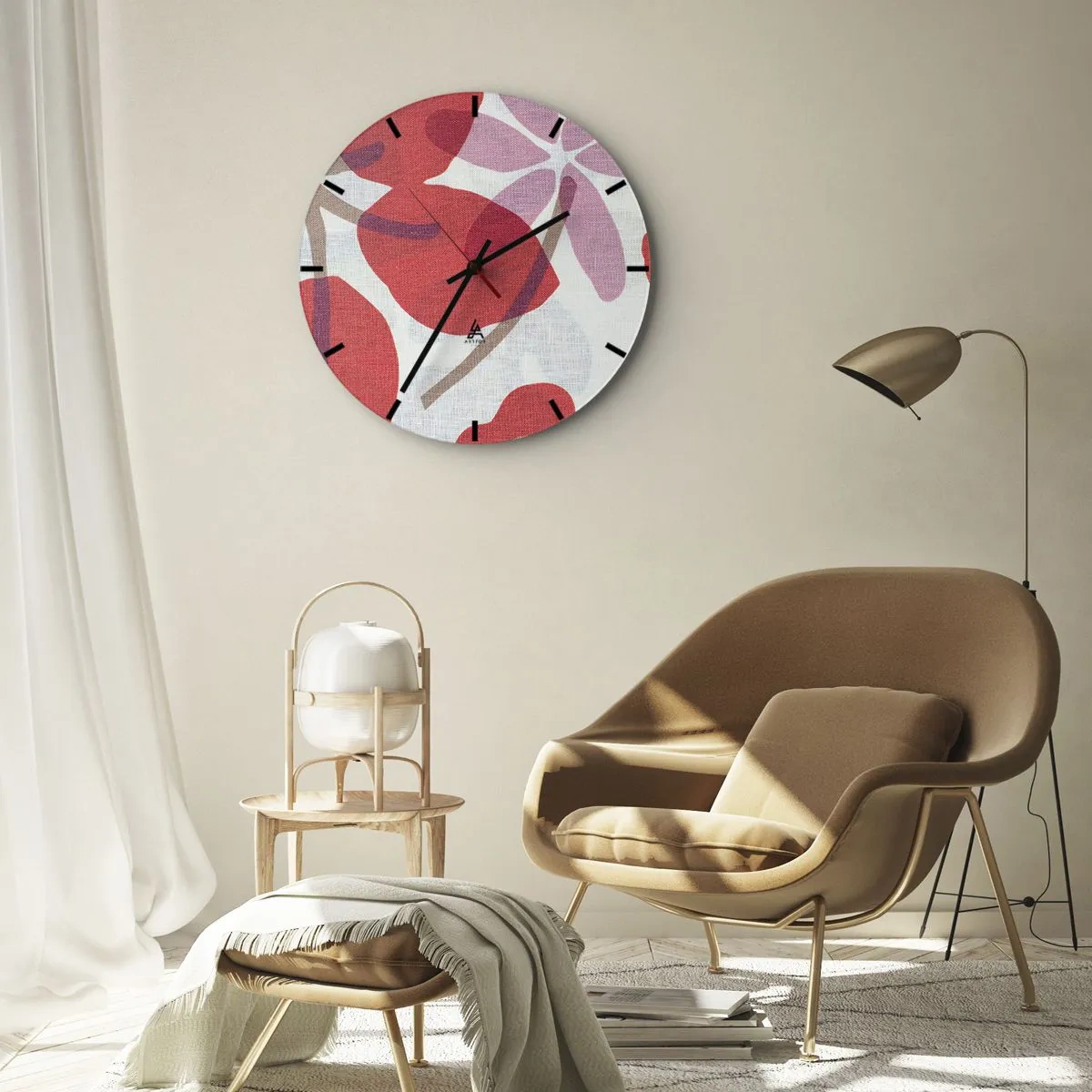 Falióra, Óra - Virágkompozíció rózsaszínben - 30x30 cm