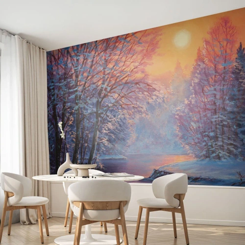 Fotótapéta Premium Canvas - A tél árnyalatai - Tájkép, Folyó, Erdő - 100x70 cm