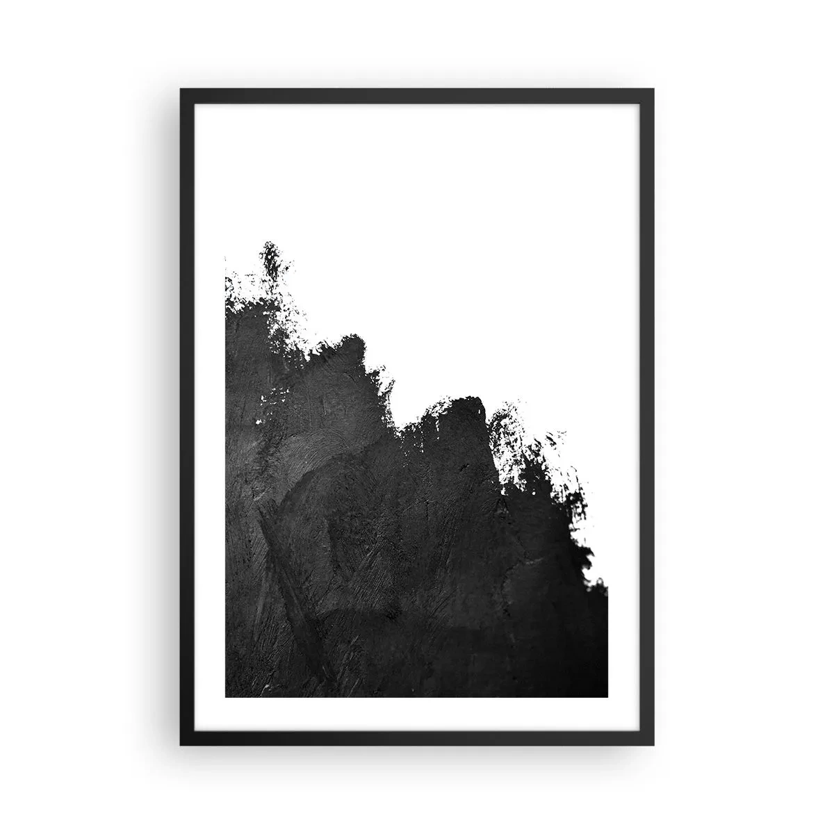 Poszter fehér keretben - Minimalista absztrakció fekete akcentussal fehér alapon - 50x70cm - Elemek: föld - Modern fali dekoráció nappalihoz és hálószobához ARTTOR