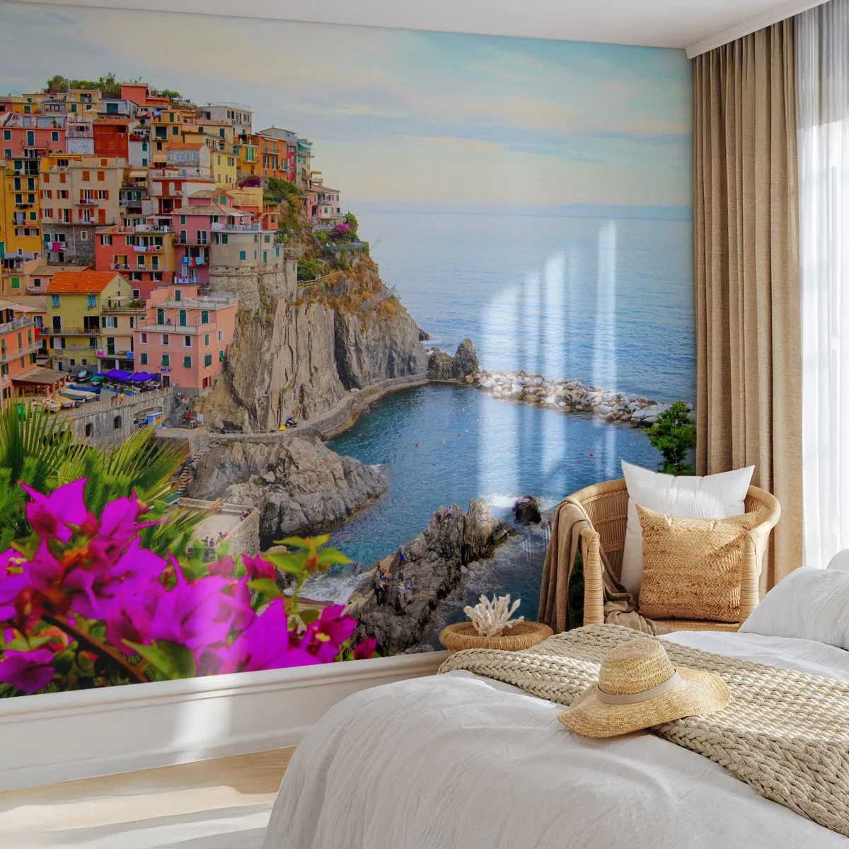 Fotótapéta Premium Sand - Nevető város - Tájkép, Manarol, Olaszország - 100x70 cm