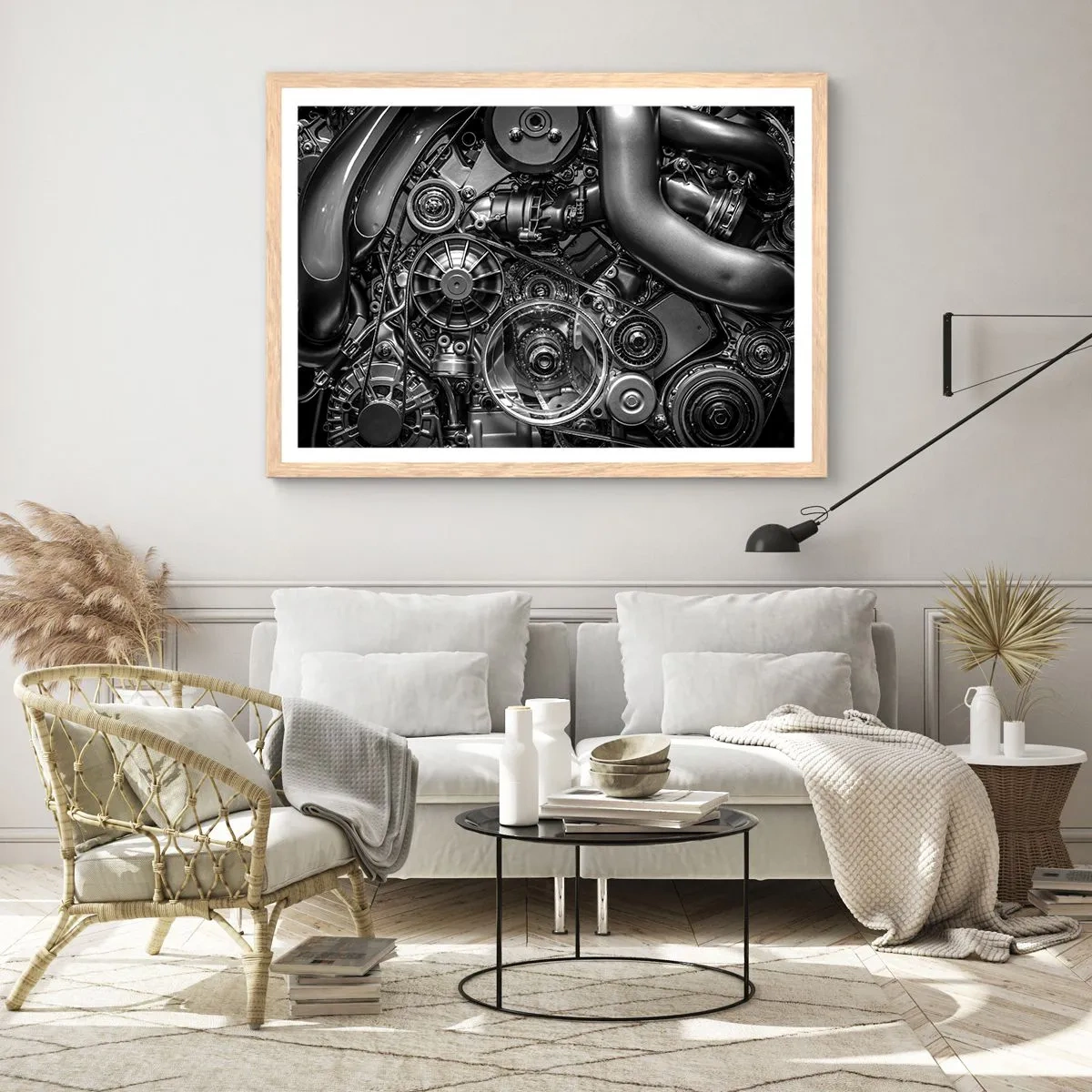 Poszter világos tölgy keretben - A mechanika költészete - 91x61 cm