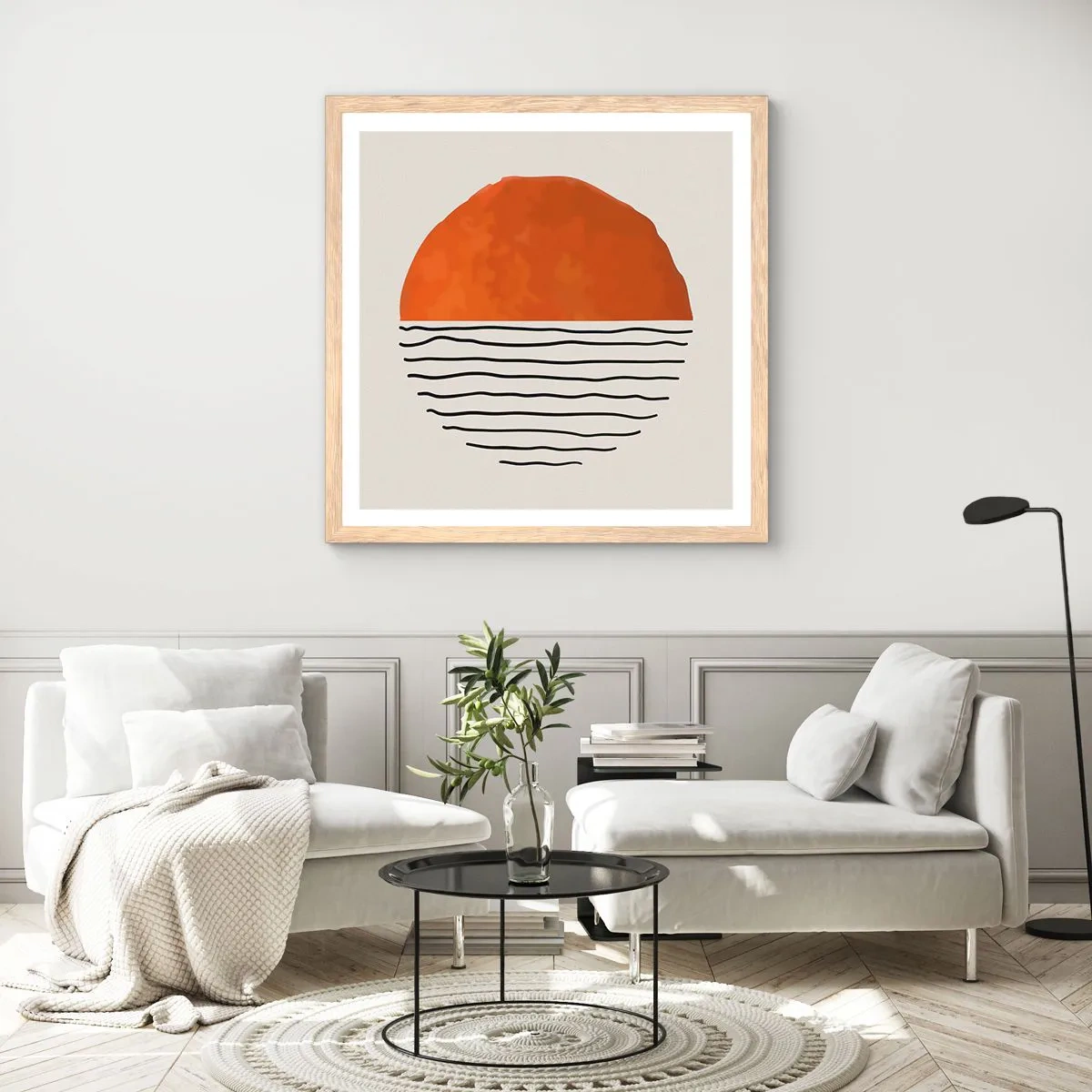 Poszter világos tölgy keretben - Japán hangulatban - 60x60 cm