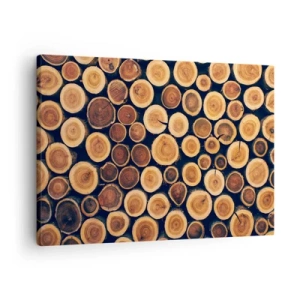 Vászonkép - Fa rönkök keresztmetszetéből készült minta - 70x50cm - Hány évesnek nézek ki? - Modern fali dekoráció nappalihoz és hálószobához ARTTOR