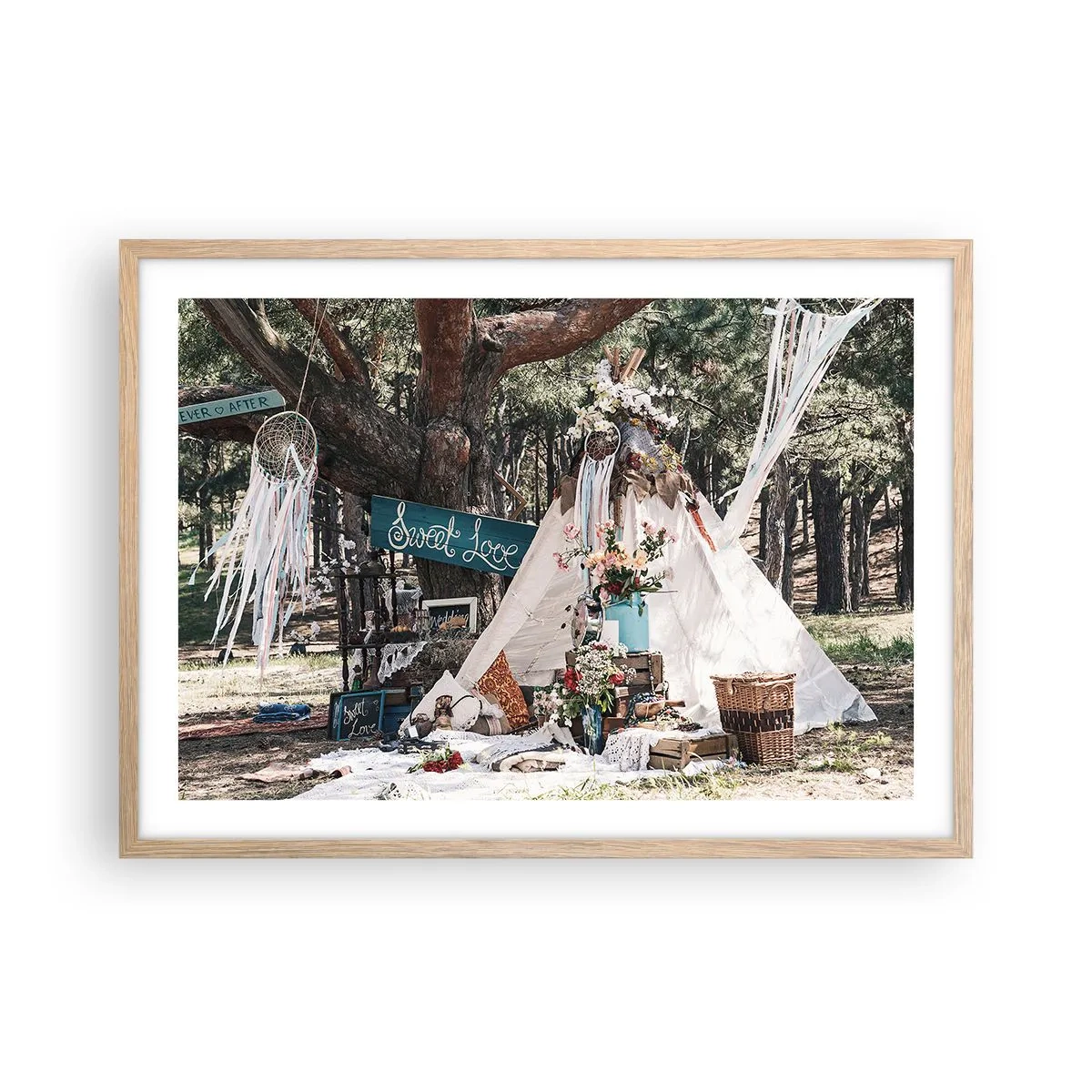 Poszter világos tölgy keretben - Make love… - 70x50 cm