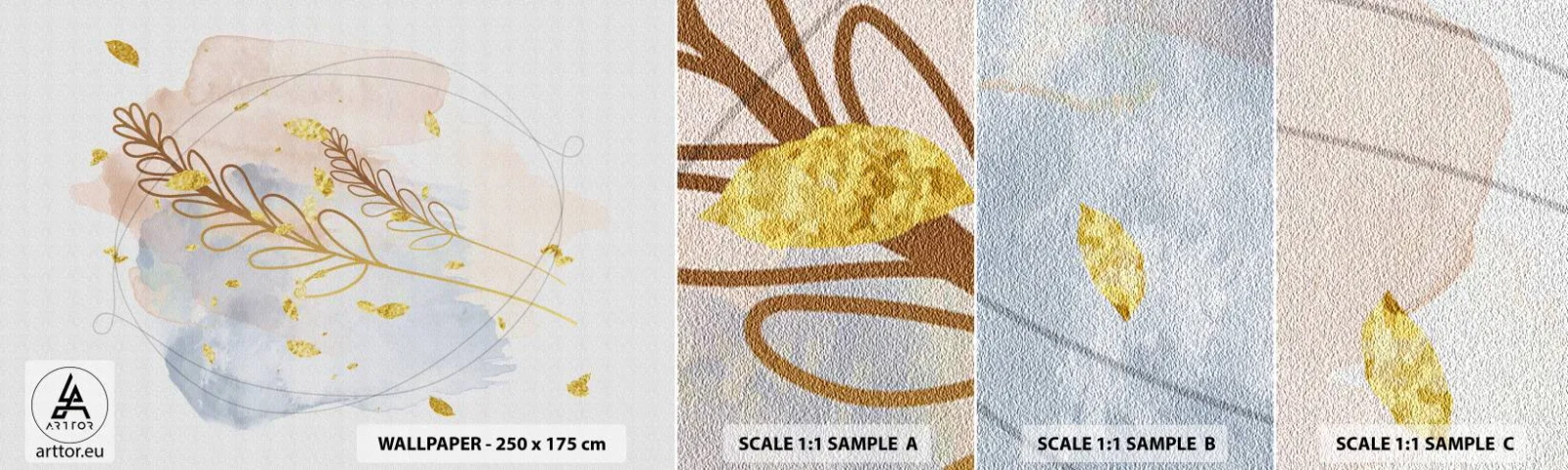 Fotótapéta Minta Standard Eco - Aranyszínű fuvallat - Fényes, Minimalista, Modern - 100x30 cm