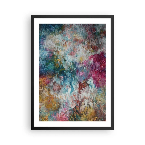 Poszter fehér keretben - Egy absztrakt kompozíció, amely virágzó virágokra emlékeztet - 50x70cm - Teljes virágzásban - Modern fali dekoráció nappalihoz és hálószobához ARTTOR