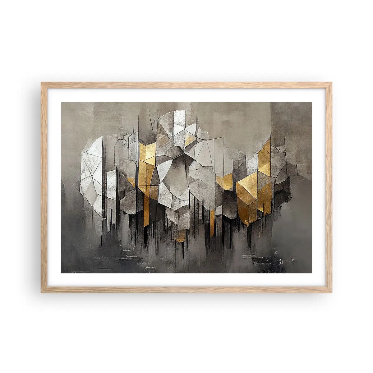 Poszter világos tölgy keretben - Kompozíció jégből és fényből - 70x50 cm