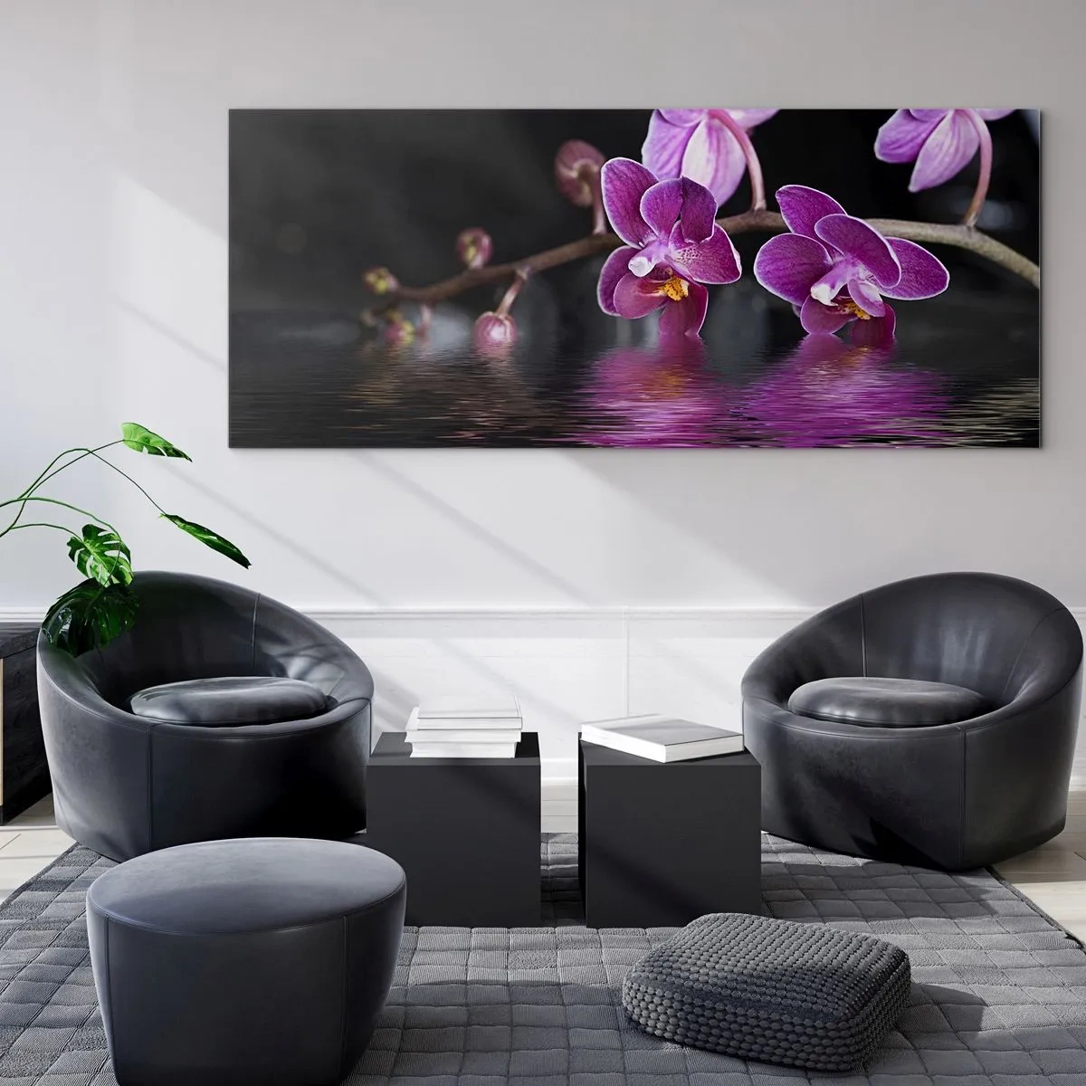 Üveg kép - Lila a szépség tükörképe - 90x30 cm