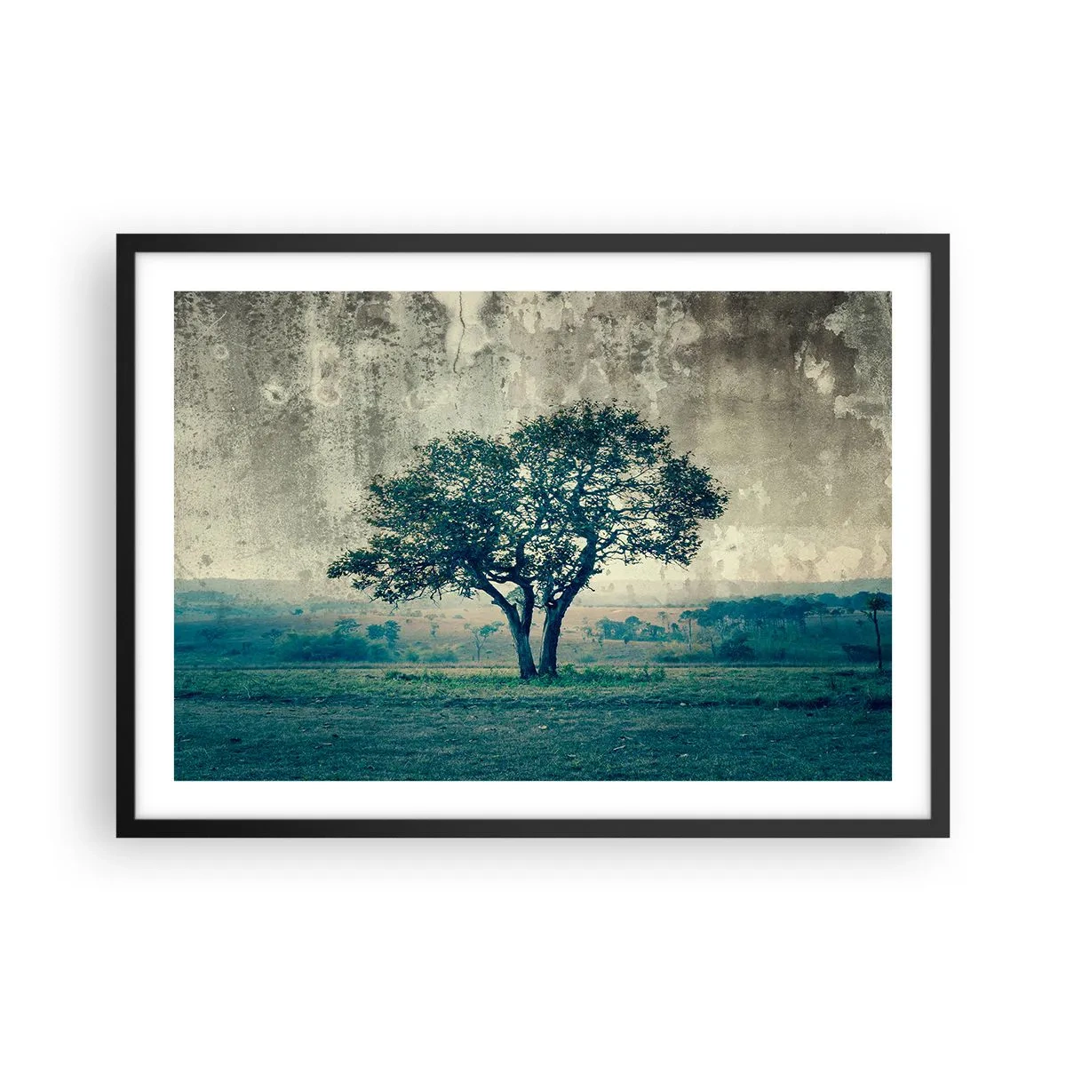 Poszter fehér keretben - Almafa a kék mezőn? - 70x50 cm