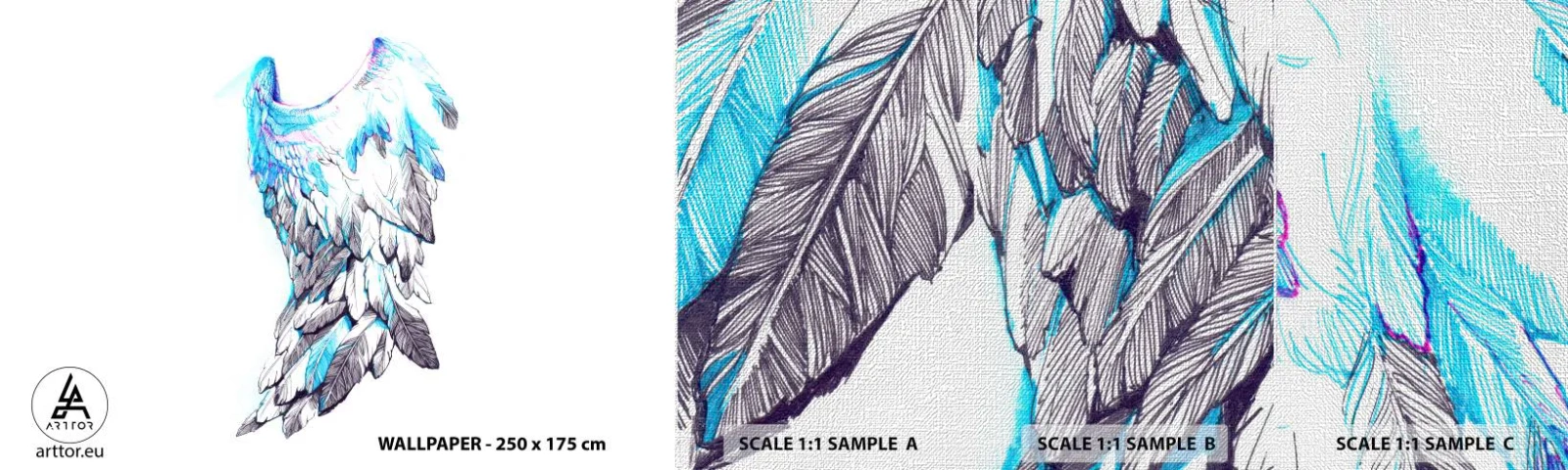 Fotótapéta Minta Premium Canvas - Szükségem van szárnyakra - Absztrakció, Madárszárny, Madártollak - 100x30 cm