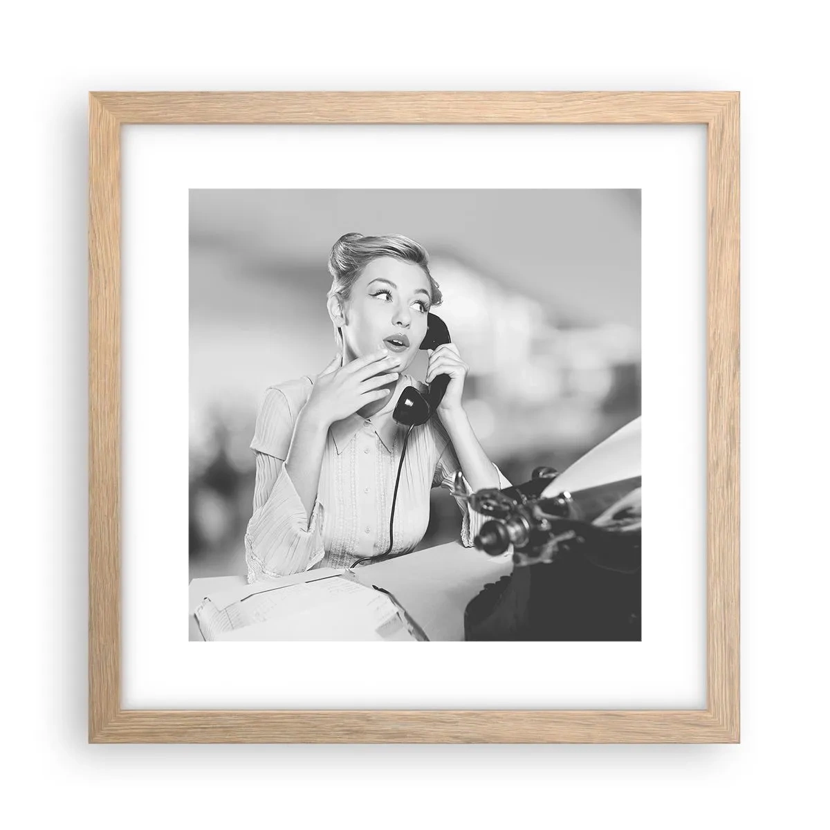 Poszter világos tölgy keretben - Hello, itt az 50-es évek. - 30x30 cm