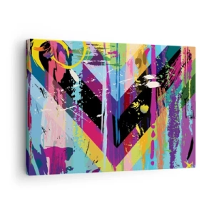 Vászonkép - Absztrakt minta színes geometriai alakzatokkal - 70x50cm - Fentről lefelé - Modern fali dekoráció nappalihoz és hálószobához ARTTOR