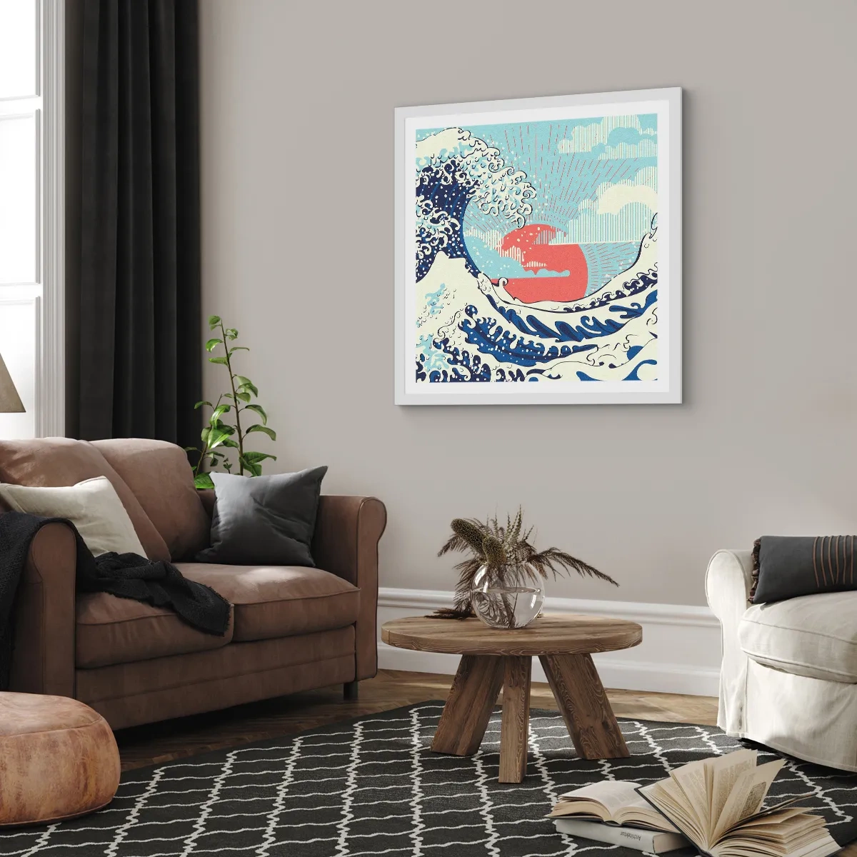 Poszter fekete keretben - Japán inspirációból - 60x60 cm