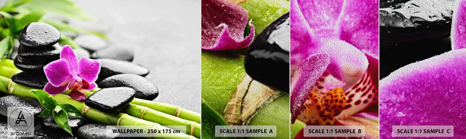 Fotótapéta Minta Premium Sand - Nyugodt egyensúlyban - Virágok, Orchidea, Orchidea - 100x30 cm