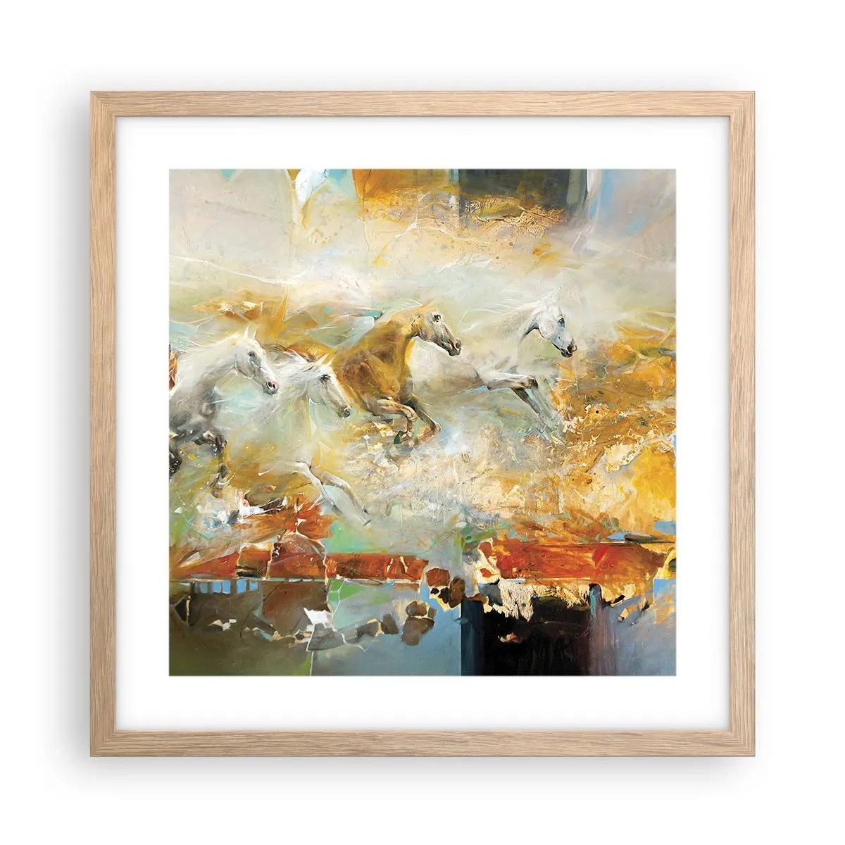 Poszter világos tölgy keretben - Vágta a fényen át - 40x40 cm