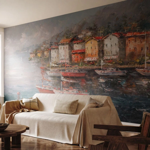 Fotótapéta Premium Canvas - Romantikus kikötő - Építészet, Kikötőváros, Vitorlás - 400x280 cm