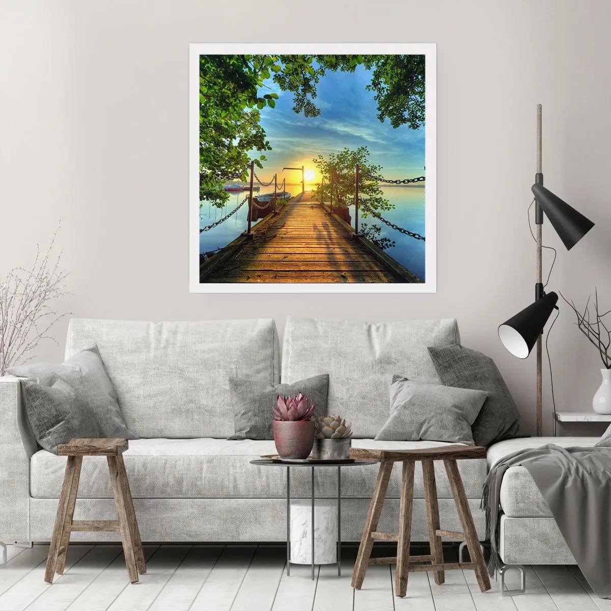 Poszter - Naplemente a víz felett - 50x50 cm