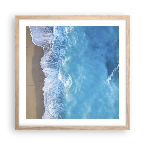 Poszter világos tölgy keretben - A kék ereje - 50x50 cm