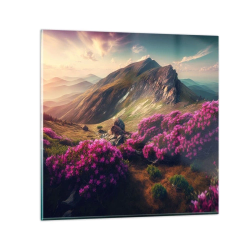 Üveg kép - Nyár a hegyekben - 60x60 cm