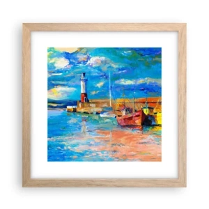 Poszter világos tölgy keretben - Egy délután a szivárványos öbölben - 30x30 cm