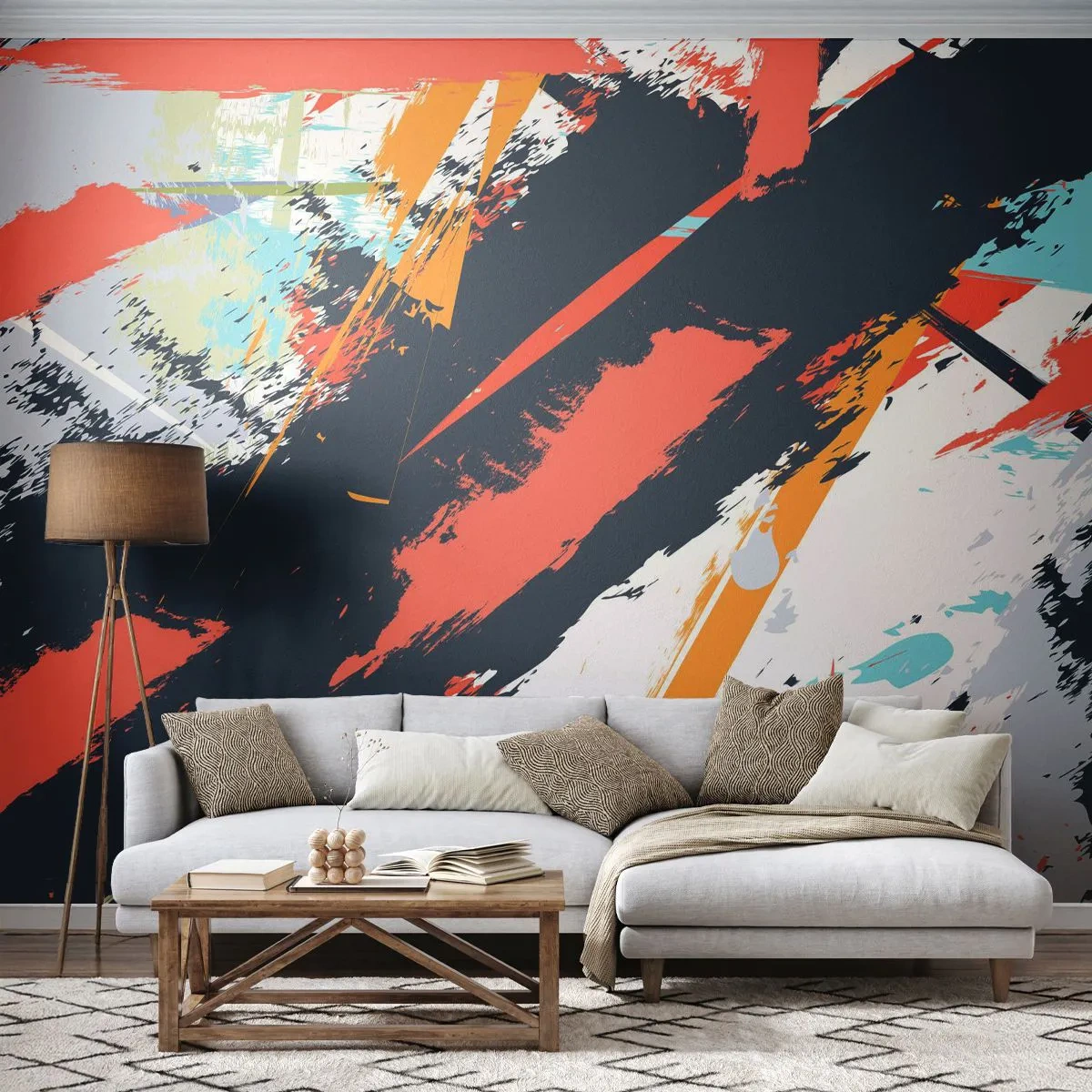 Fotótapéta Premium Sand - Dinamikus kompozíció - Absztrakció, Falfirkálás, Darab - 100x70 cm