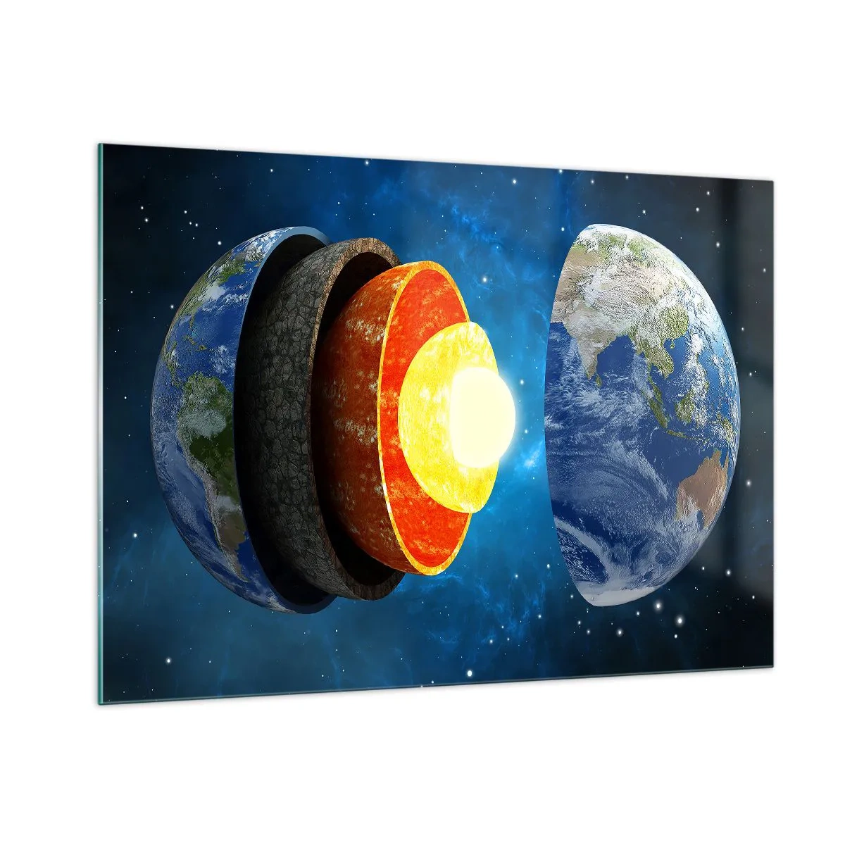 Üveg kép - Utazás a Föld középébe - 100x70 cm