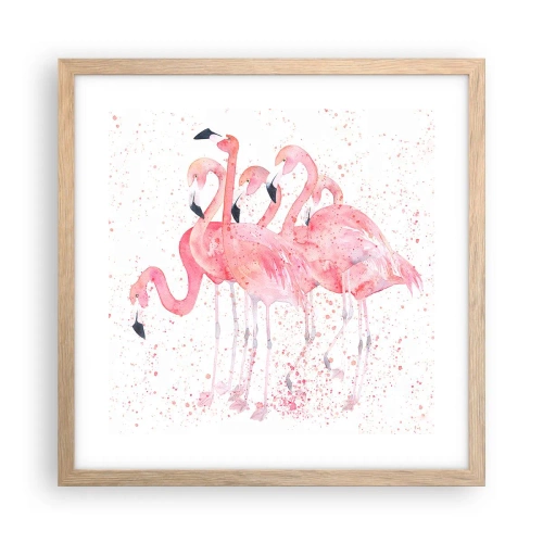 Poszter világos tölgy keretben - Rózsaszín együttes - 40x40 cm