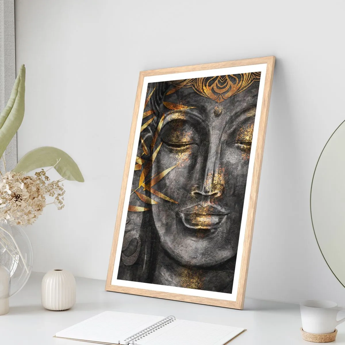 Poszter világos tölgy keretben - Érezd a nyugalmat - 50x70 cm