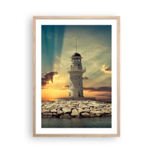 Poszter világos tölgy keretben - Fény - Jóság - Szépség - 50x70 cm